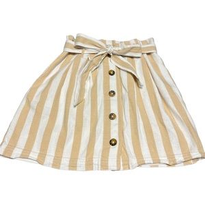 Hollister brand, super high-wasted, paper bag skirt. White and tan striped.